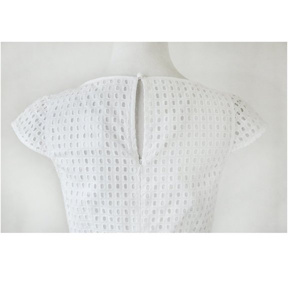 J CREW White Eyelet Lace Fit & Flare Dress 2 S - Picture 11 of 12